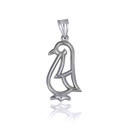 White Gold Openwork Penguin Outline Pendant