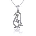 Silver Openwork Penguin Outline Pendant Necklace