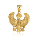 Gold Egyptian Protection Eagle Eye of Horus Wadjet Ankh Pendant
