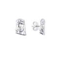 White Gold Jesus Christ Our Lord & Savior Stud Earrings