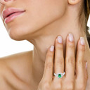 White Gold Gemstone Emerald Cut CZ Studded Ring on female model