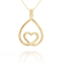 Gold Teardrop Eternity Heart Pendant Necklace