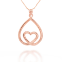 Gold Teardrop Eternity Heart Pendant Necklace (Available in Yellow/Rose/White Gold)