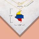 Yellow Gold Map of Colombia Country Flag Enamel Pendant Necklace with Measurement