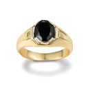 Yellow Gold Black Onyx Oval Cut Gemstone Ring