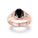 Rose Gold Black Onyx Oval Cut Gemstone Ring