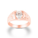 Rose Gold Oval Cut Cubic Zirconia Nugget Ring