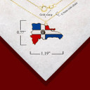 Yellow Gold Map of Dominican Republic Country Flag Enamel Pendant Necklace with Measurement