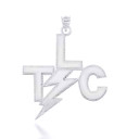 .925 Sterling Silver TLC Thunder Bolt Tender Loving Care Beaded Lightning Elvis Style Pendant