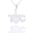 White Gold TLC Heart Tender Loving Care Beaded Elvis Style Pendant Necklace