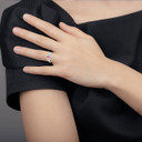 .925 Sterling Silver Marquise Cut Ruby Gemstone & White Topaz Double Heart Women's Ring on female model