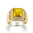 Yellow Gold Classy Birthstone Mens Statement Ring