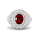 Silver High School Graduation Class of 2023 CZ Garnet Birthstone Ring top view