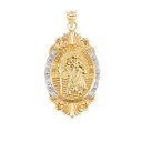 Oval Diamond Saint Christopher Medallion Victorian Frame Pendant