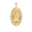 Oval Diamond Santa Muerte Medallion Victorian Frame Pendant