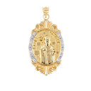 Oval Diamond Saint Patrick Medallion Victorian Frame Pendant