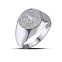12 Astrological Men's Sterling Silver Silver Zodiac Sign Signet Ring Zodiac Sign Signet Rings