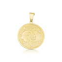 12 Astrological Gold Diamond Zodiac Disc Pendant Necklace (Available in Yellow/Rose/White Gold)