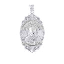Silver Oval Saint Nectarios Medallion Victorian Frame CZ Pendant