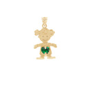 Yellow Gold Girl Heart Emerald Birthstone Pendant