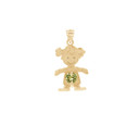 Yellow Gold Girl Heart Peridot Birthstone Pendant