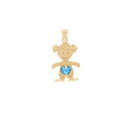 Yellow Gold Girl Heart Blue Topaz Birthstone Pendant