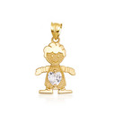 10K/14K Gold Boy/Girl Heart Birthstone Necklace