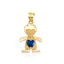 10K/14K Gold Boy/Girl Heart Birthstone Necklace