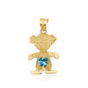10K/14K Gold Boy/Girl Heart Birthstone Necklace