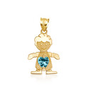 10K/14K Gold Boy/Girl Heart Birthstone Necklace
