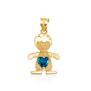 10K/14K Gold Boy/Girl Heart Birthstone Necklace
