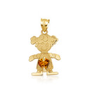 10K/14K Gold Boy/Girl Heart Birthstone Necklace