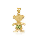 10K/14K Gold Boy/Girl Heart Birthstone Necklace