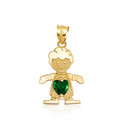 10K/14K Gold Boy/Girl Heart Birthstone Necklace