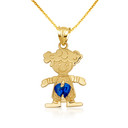 10K/14K Gold Boy/Girl Heart Birthstone Necklace