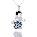 .925 Sterling Silver Enamel Boy Soccer Player Fútbol Sports Pendant Necklace