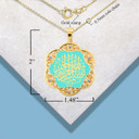 Gold Enamel Quran Arabic Prayer Surah Al Fatiha Bismillah Al-Rahman Al-Raheem Allah بِسْمِ اللهِ الرَّحْمٰنِ الرَّحِيْمِ CZ Pendant Necklace  with measurement