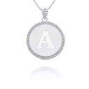 White Gold "A-Z" Personalized Initial with Diamonds Pendant Necklace