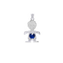 925 Sterling Silver Boy Heart Blue Sapphire Birthstone Pendant