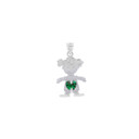 925 Sterling Silver Girl Heart Emerald Birthstone Pendant