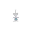 925 Sterling Silver Girl Heart Aquamarine Birthstone Pendant
