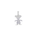 925 Sterling Silver Girl Heart Clear Cubic Zirconia Birthstone Pendant