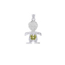 925 Sterling Silver Boy Heart Peridot Birthstone Pendant