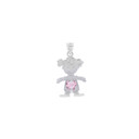 925 Sterling Silver Girl Heart Pink Cubic Zirconia Birthstone Pendant