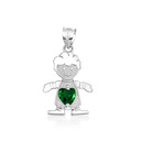 925 Sterling Silver Boy/Girl Heart Birthstone Necklace