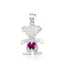 925 Sterling Silver Boy/Girl Heart Birthstone Necklace
