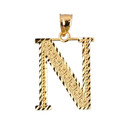Diamond Cut Roman Initial Letter "N" Diamond Cut Pendant