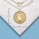 Gold Illuminated Guadalupe CZ Large Pendant Necklace with Measurement