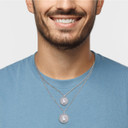 Silver Illuminated Guadalupe CZ Pendant Necklace S,L on male model