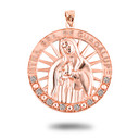 Rose Gold Illuminated Our Lady of Guadalupe CZ Pendant